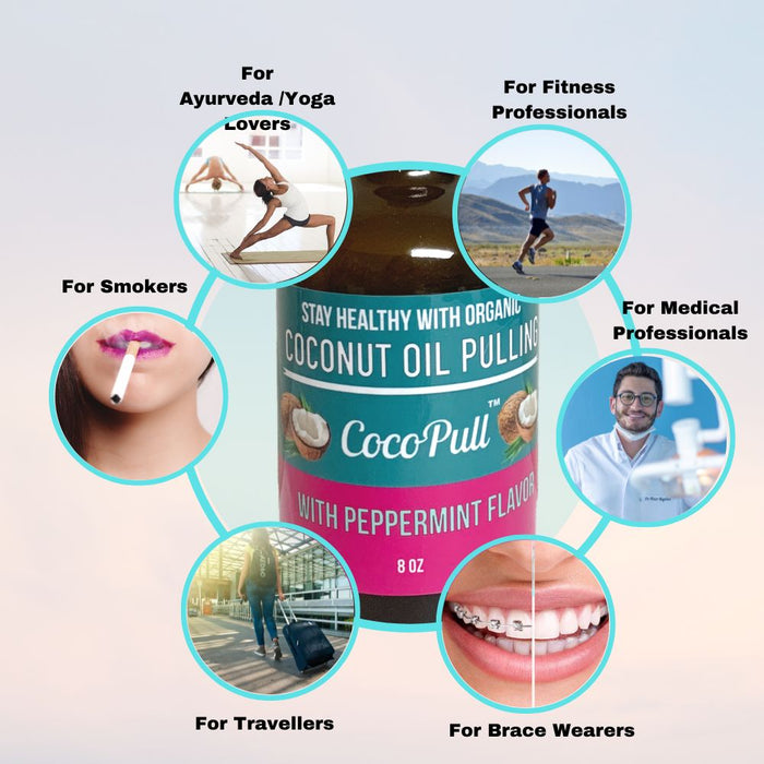 Cocopull™- Coconut Oil Pulling for Healthy, Clean Teeth and Mouth - 8oz Glass Bottle - Aviva Pure